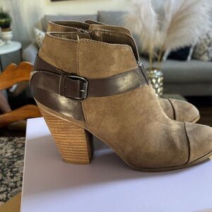 Carlos by Carlos Santana Taupe and Dark Brown Ankle Booties